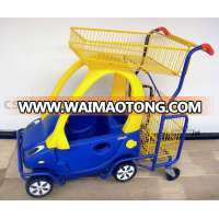 kids supermarket shopping trolley with toy cars and two baskets